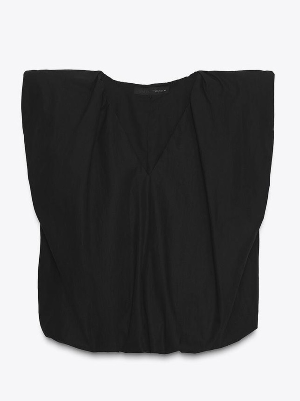 ZARA Black Sleeveles Poplin Bubble top with gathered hem S NWT - Picture 7 of 15